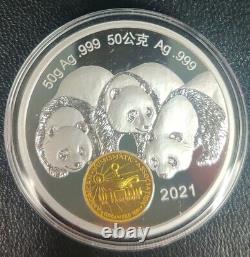 2021 China ANA World's Fair of Money Panda 50g Silver Proof Coin