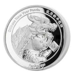 2021 China New Year Celebration Panda Ultra High Relief 2 oz Silver Proof Med