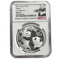 2021 China Silver Panda 30g. 999 10 Yuan Coin NGC MS70 First Releases