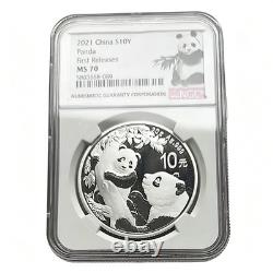 2021 China Silver Panda 30g. 999 10 Yuan Coin NGC MS70 First Releases