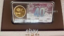 2022China Bi-Metallic (100g Silver + 0.1g Gold) Medal / Bar- 40th Issuance Panda