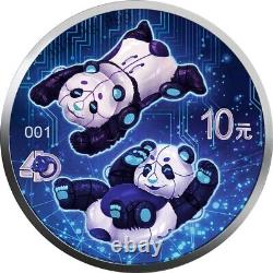 2022 ¥10 China Glowing ARTIFICIAL INTELLIGENCE PANDA 30 Grams Silver Coin