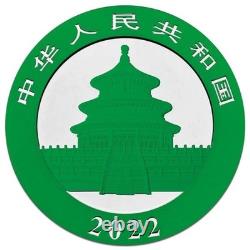 2022 30g Chinese Panda Cyber Green Cannabis Colorized Silver Coin