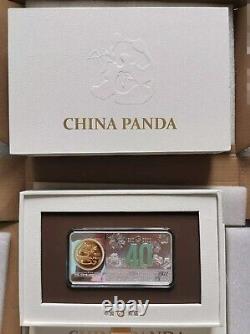 2022 China Bi-Metallic (50g Silver + 0.1g Gold) Medal / Bar- 40th Issuance Panda