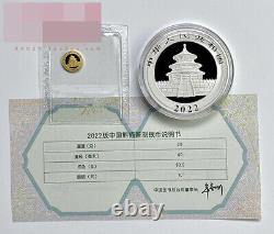 2022 China panda Commemorative Silver+Gold Coin Ag30g+Au1g with Original box