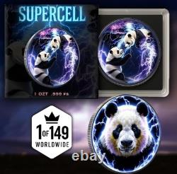 2023 30g. 999 Fine Silver China Panda Supercell Storm Colorized Silver Art Coin