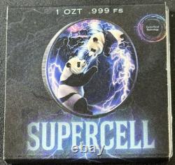 2023 30g. 999 Fine Silver China Panda Supercell Storm Colorized Silver Art Coin