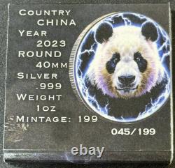 2023 30g. 999 Fine Silver China Panda Supercell Storm Colorized Silver Art Coin