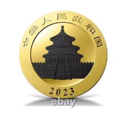 2023 China Panda 24k Gold & Black Platinum 30 Grams Silver Ennobled Coin 250/500