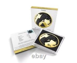 2023 China Panda 24k Gold & Black Platinum 30 Grams Silver Ennobled Coin 250/500