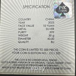 2023 China Panda 24k Gold & Black Platinum 30 Grams Silver Ennobled Coin 250/500