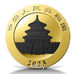 2023 China Panda 24k Gold and Black Platinum 30 Grams Silver Ennobled Coin