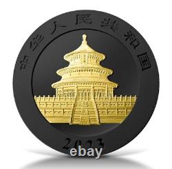 2023 China Panda Black Platinum and 24k Gold 30 Gram Silver Ennobled Coin