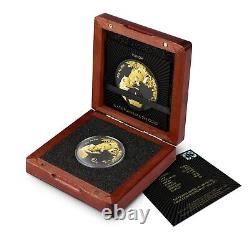2023 China Panda Black Platinum and 24k Gold 30 Gram Silver Ennobled Coin