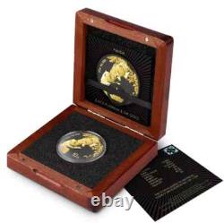 2023 China Panda Black Platinum and 24k Gold Silver Ennobled Coin IN BOX LOT#801