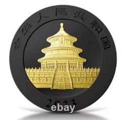 2023 China Panda Black Platinum and 24k Gold Silver Ennobled Coin IN BOX LOT#801