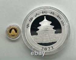 2023 China panda Commemorative Silver+Gold Coin Ag30g+Au1g with Original box