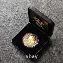 2024 1OZ 10Yuan Silver Panda China Gold BlackEmpire 24kt Gold PROOF ONLY500 #403