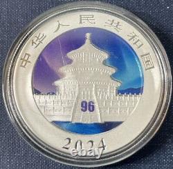 2024 1 Oz. 999 Silver Northern Lights China Panda Colorized Capsule S# 96/300