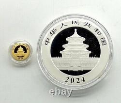 2024 China panda Commemorative Silver+Gold Coin Ag30g+Au1g with Original box