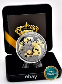 2025 1OZ 10Yuan Silver Panda China Black Empire 24ktGold gilded PROOF ONLY500 50