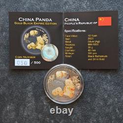 2025 1OZ 10Yuan Silver Panda China Black Empire 24ktGold gilded PROOF ONLY500 50
