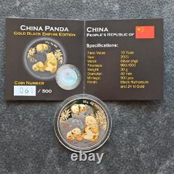 2025 1OZ 10Yuan Silver Panda China Black Empire 24ktGold gilded PROOF ONLY500 61