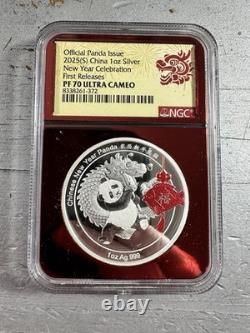 2025 China Official Panda Issue New Years Celebration FR NGC PF70 UC Red Core