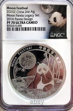 2025z China 2 oz. Silver Panda Moon Festival NGC PF 70 UC Legacy 2016 Design