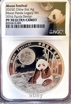 2025z China 2 oz. Silver Panda Moon Festival NGC PF 70 UC Legacy 2016 Design