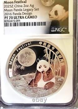 2025z China 2 oz. Silver Panda Moon Festival NGC PF 70 UC Legacy 2016 Design
