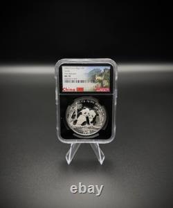 2026 China 30 Gm Silver Panda NGC MS70 First Release Black Core Great Wall Label