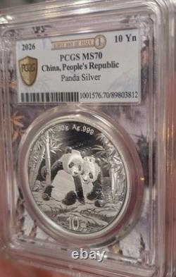 2026 China Silver Panda PCGS MS70 First Day of Issue FDOI FDI S10Y Coin UNC