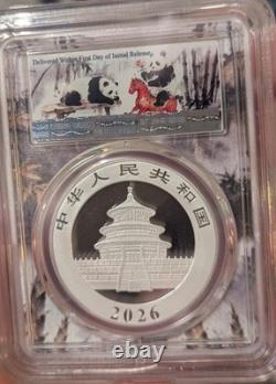 2026 China Silver Panda PCGS MS70 First Day of Issue FDOI FDI S10Y Coin UNC
