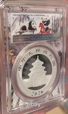 2026 China Silver Panda PCGS MS70 First Day of Issue FDOI FDI S10Y Coin UNC