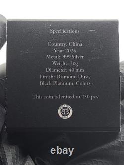 2026 Triple Black Diamond Edition Chinese Panda 30gram Silver Coin 250 Mintage