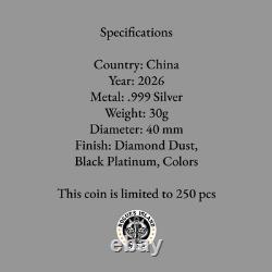 2026 Triple Black Diamond Edition Chinese Panda 30gram Silver Coin 250 Mintage