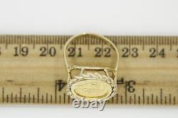 20mm Coin Vintage 1985 China Panda 1/20 Oz Ring 14K Yellow Gold Finish Free Stud