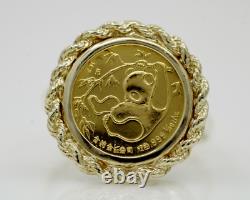 20mm Coin Vintage 1985 China Panda 1/20 Oz Without Stone 14K Yellow Gold Finish
