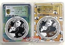 2PCS PCGS MS70 2023 China 10 Yuan Panda Silver Coin 30g First Day of Issued