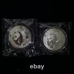2 Pcs 2001 China Panda 10 Yuan 1 oz Ag. 999 Panda Silver Coin