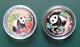 2 Coins 1997 & 1998 China Panda 1/2 Oz 0.999 Silver Proof Colorized In Airtite