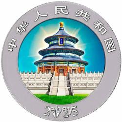 30g Silver Coin 2025 China Panda Shimmering Temple of Heaven Color Mintage 100