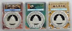 3 Pcs PCGS MS70 2024 China Panda 30g Silver Coin with COA First Day of Issue