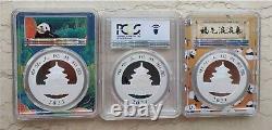 3 Pcs PCGS MS70 China 2023 30g Silver Panda Coins -First Day of Issue