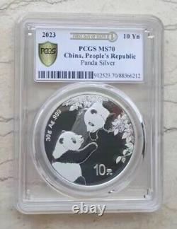 3 Pcs PCGS MS70 China 2023 30g Silver Panda Coins -First Day of Issue