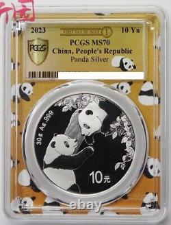 4PCS PCGS MS70 2023 China 10 Yuan Panda Silver Coin 30g First Day of Issued
