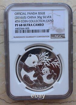 4 Pcs x NGC China 30g Silver Panda Medals Set Coin Collection Expo