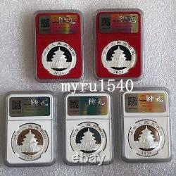 5PCS NGC MS70 2024 China 10YUAN Panda Silver Coin FIRST DAY OF ISSUE With Box