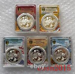 5pcs -5 city label -2025 China 10 Yuan 30g Panda Silver Coin PCGS MS70-First Day
